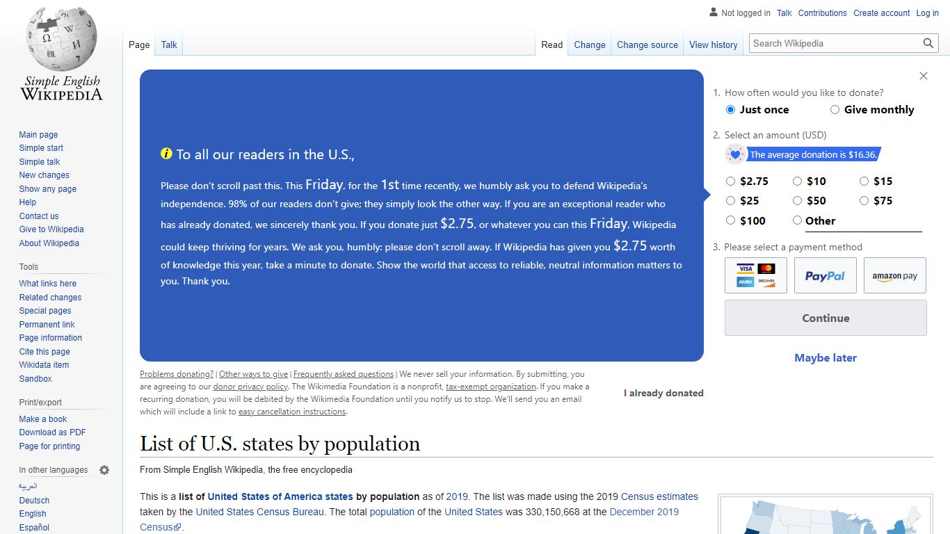 List of U.S. states by population - Simple English Wikipedia, the free ...